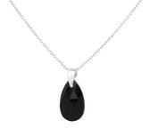 ARLIZI 2175 Ketting zwart onyx druppel hanger - sterling zilver - 44 cm