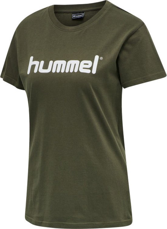 Hummel Go Cotton Logo Shirt Dames - sportshirts - bruin/wit - Vrouwen
