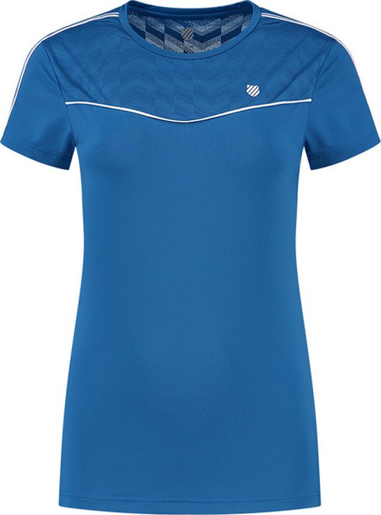 K-Swiss Hypercourt Round Neck Mesh Tee - T-shirts sport - Blue - Femme