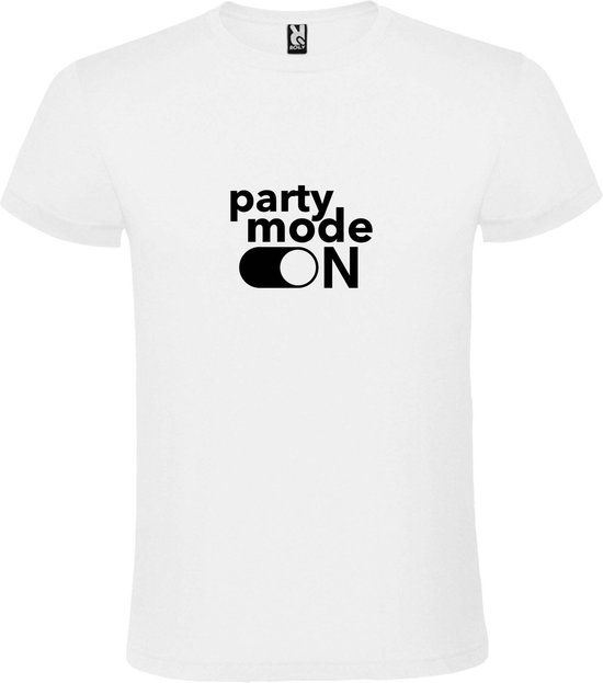 Wit T-Shirt met “ Party Mode On “ afbeelding Zwart Size XXXXL