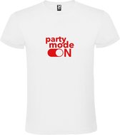 Wit T-Shirt met “ Party Mode On “ afbeelding Rood Size XS