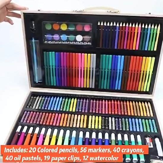 2€03 sur Mallette à dessin en bois 180 pièces - Dessin et coloriage enfant  - Achat & prix