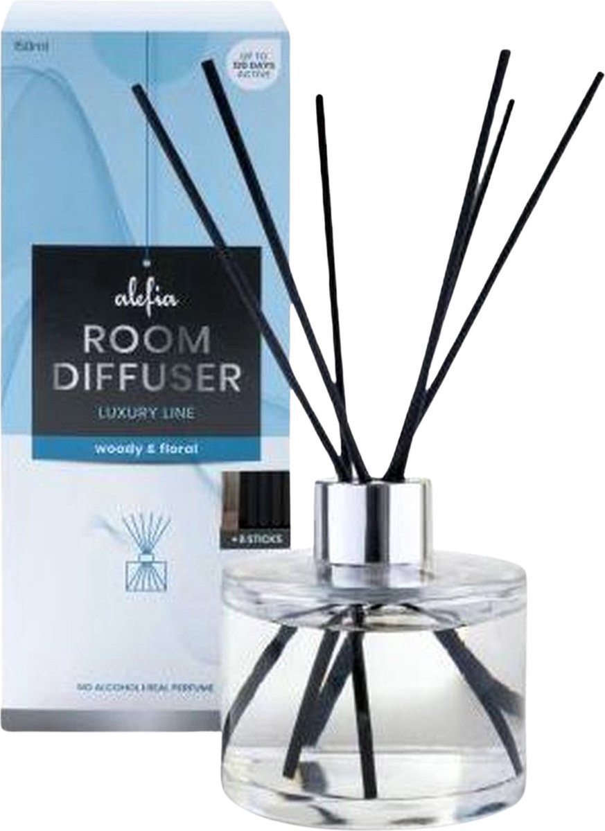 Alefia | Geurstokjes | Huisparfum van 150 ml in de geur Woody & Floral - Luxury Home Perfumes