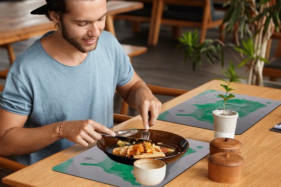 Set de table - Wereldkaart - États-Unis - Vert - 45x30 cm - 6 pièces