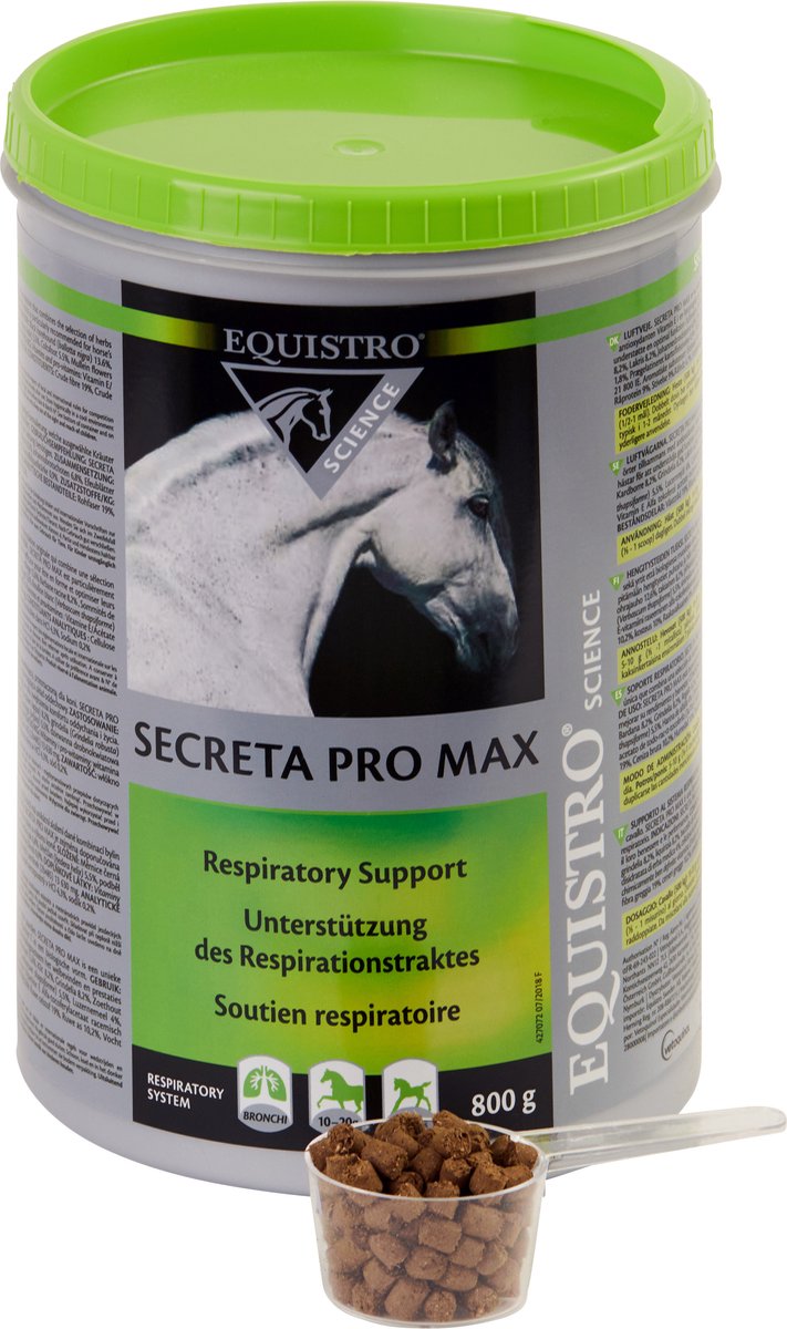 Equistro Secreta Pro Max -  ter ondersteuning van de ademhaling van paarden - 800gram