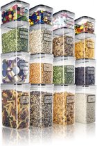 TNM Bocaux de conservation Jars 16 Set - Boîtes de Bidons alimentaires hermétiques de Luxe , récipient alimentaire - Sans BPA avec Cuillères et stylo marqueur
