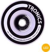 TRONICS 59mm x 38mm - skateboardwielen - PU wit - LED oranje