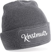 Kerstmuts - Unisex - Feestdagen - warm -grijs - wit