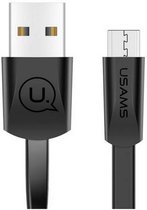 USAMS Platte Laad en Data Kabel USB-A naar Micro-USB - Zwart