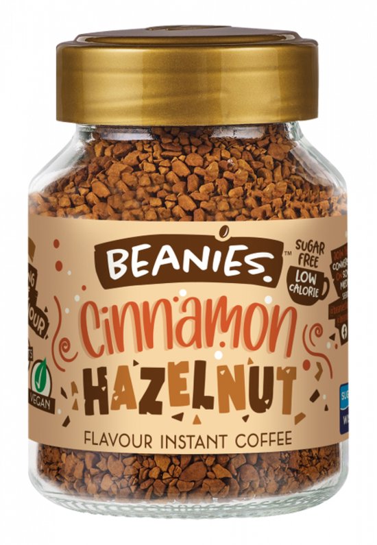 Foto: Beanies instant koffie koffie flavoured cinnamon hazelnut oploskoffie kerst kado koffiegeschenk schoencadeau kerst