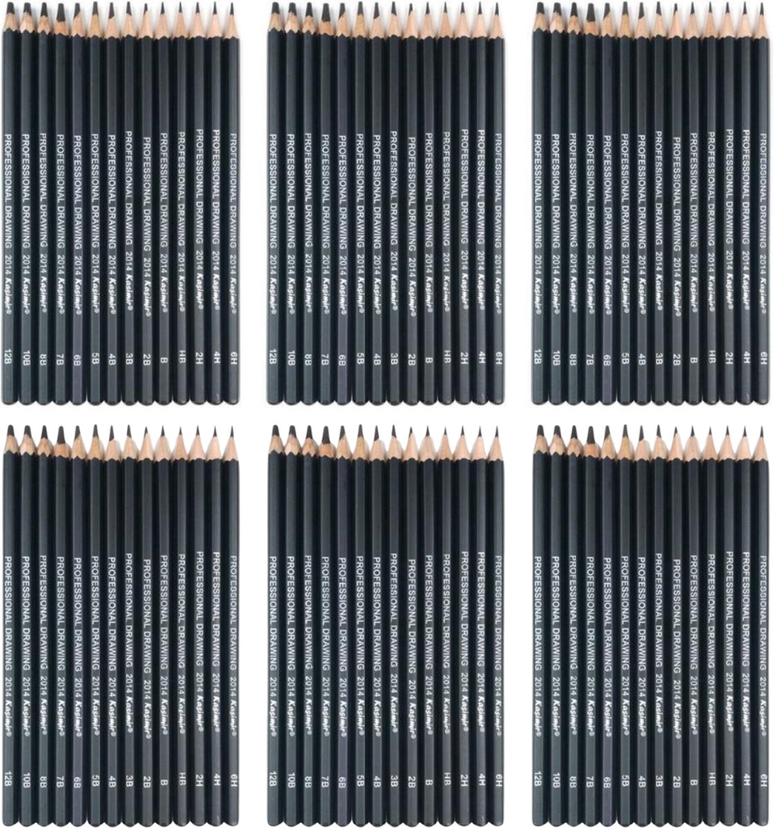 Schetspotloden & Tekenpotloden Set 84 Stuks - Teken Grafiet-Potloden 6B-5B-4B-3B-2B-1B-HB-2H-4H