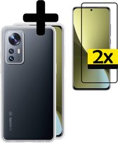 Hoesje Geschikt voor Xiaomi 12 Pro Hoesje Siliconen Case Met 2x Screenprotector - Hoes Geschikt voor Xiaomi 12 Pro Hoes Siliconen - Transparant