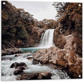 WallClassics - Tuinposter – Wilde Rivier met Waterval - 80x80 cm Foto op Tuinposter  (wanddecoratie voor buiten en binnen)