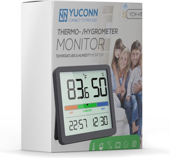 YUCONN Hygrometer Luchtvochtigheidsmeter Digitaal Weerstation