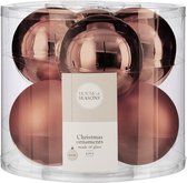 House of Seasons six boules de Noël roses en verre D 8 cm