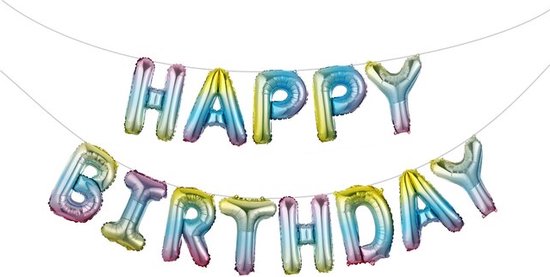 *** Happy Birthday Ballonnen Unicorn Kleuren - Verjaarsdag Ballonen Eenhoorn - 13 Stuks  - Feest - Kinderfeest - van Heble® ***