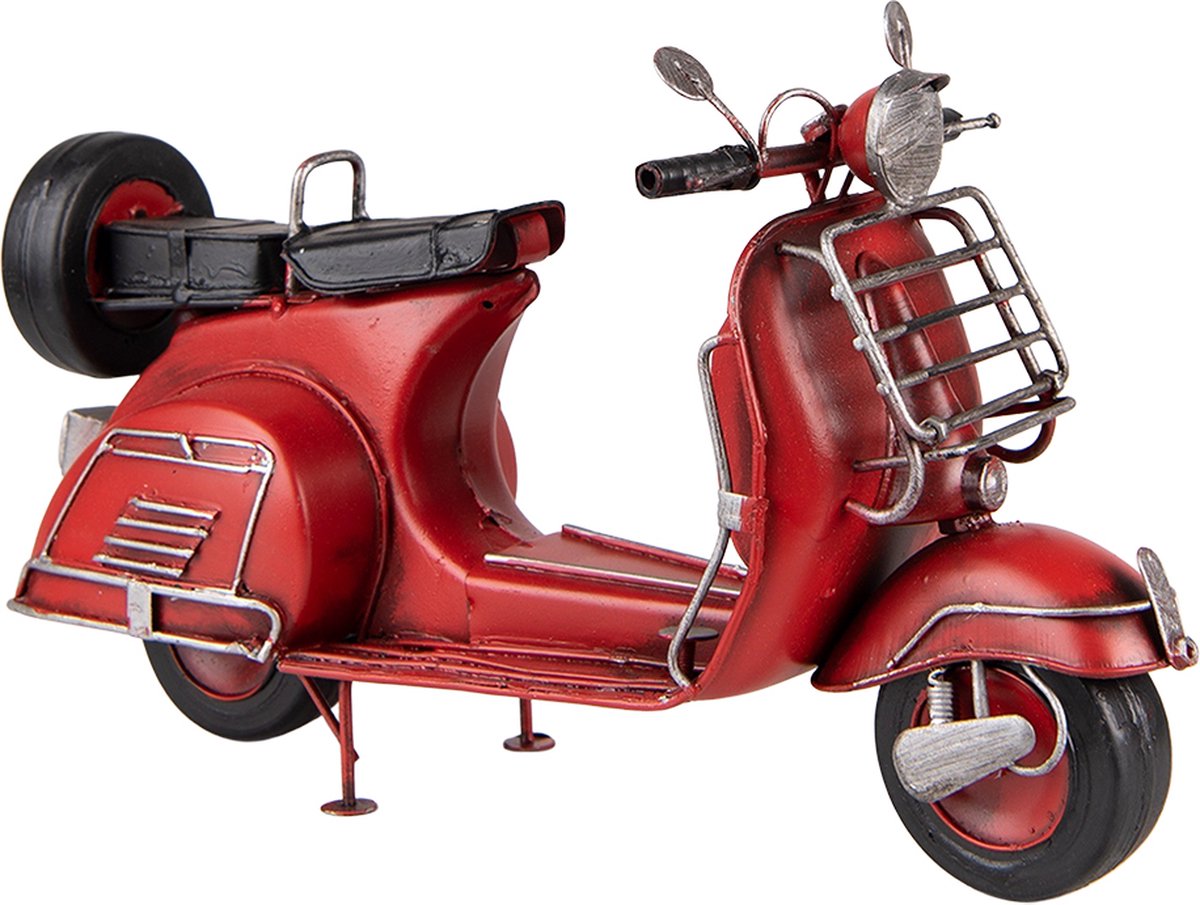 Clayre & Eef Decoratie Miniatuur Scooter 30x11x17 cm Rood Ijzer Miniatuur scooter
