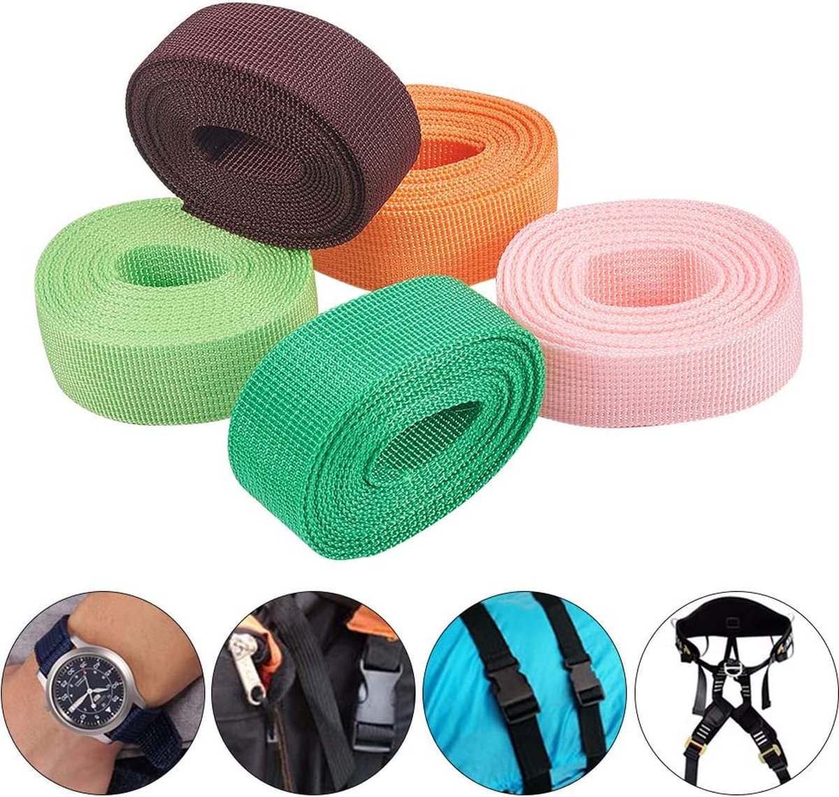 QCKNKMGG Canvas Katoen Effen Naaien Bagage Nylon Singels B 50 mm Katoenen Singelband voor Tas, Lint Rugzak Riem Omsnoering Bias Binding Tape, 10 Yards/lot (Khaki, 38 mm