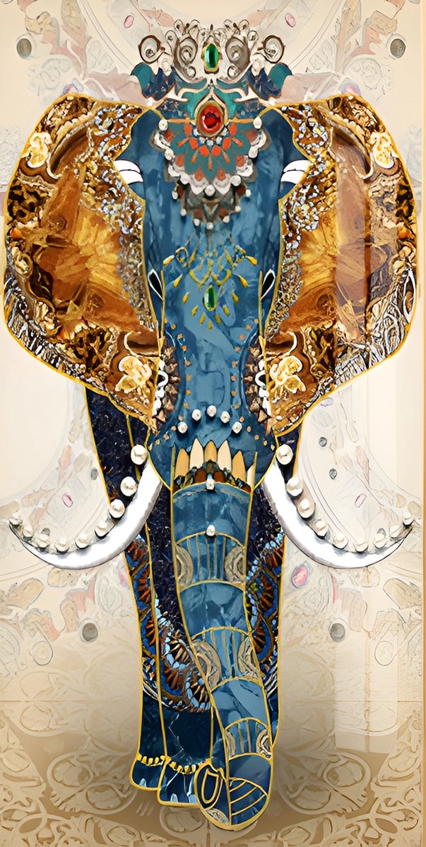 5D Diamond Painting 50x90cm - Olifant - Volledige Set - Inclusief Pen Schudbakje Wax Opbergzakjes en Wit Stickers - Ronde steentjes- Dieren