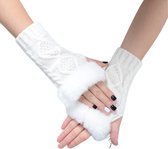 Winkrs - Vingerloze handschoenen met nepbont - Witte polswarmers - warm in de winter