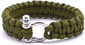 Stoere Survival Paracord armband - Roestvrij staal - Ronde sluiting - Survival - Groen