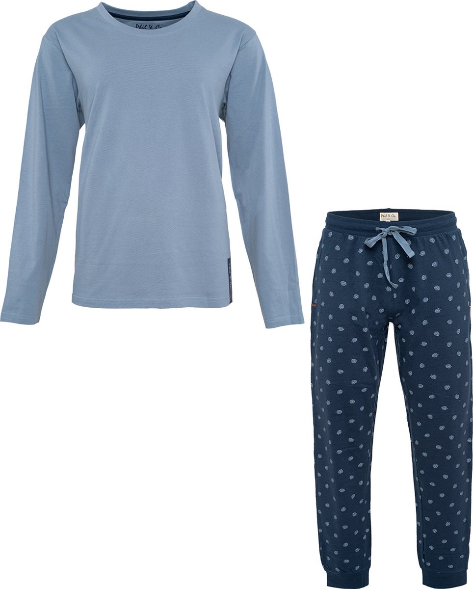 Phil & Co Heren Pyjama Set Lang Katoen Blauw - Maat XL