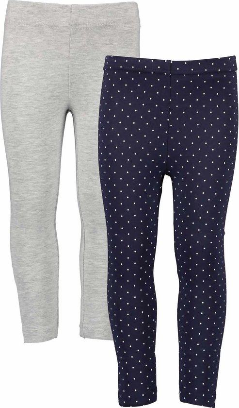 Blue Seven - Leggings - 2pack - Blauw met stip - Grijs - 122