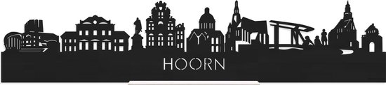 Standing Skyline Hoorn Zwart hout - 60 cm - Woondecoratie design - Decoratie om neer te zetten en om op te hangen - Meer steden beschikbaar - Cadeau voor hem - Cadeau voor haar - Jubileum - Verjaardag - Housewarming - Interieur - WoodWideCities