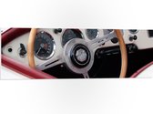 WallClassics - PVC Schuimplaat- Bruin Stuur van Oude Auto - 120x40 cm Foto op PVC Schuimplaat