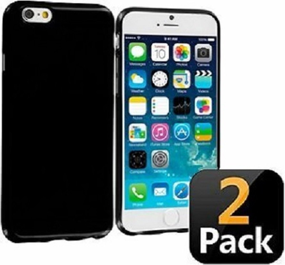 iPhone 6 6s Hoesje Siliconen TPU Zwart 2x
