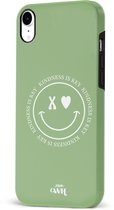 xoxo Wildhearts Kindness Is Key - Double Layer - Smiley case hoesje geschikt voor iPhone Xr hoesje - Hoesje met smiley face - Emoji hoesje geschikt voor Apple iPhone Xr hoesje - Groen