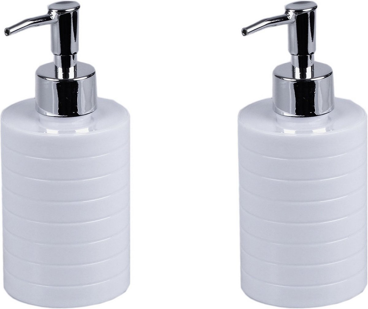 Concorde - Zeeppompje/zeepdispenser - 2x stuks - kunststof wit 7 x 17 cm