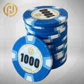 Hades MTT Classic Poker Chips 1000 blauw (25 stuks) - pokerchips - pokerfiches - poker fiches - clay chips - pokerspel - pokerset - poker set