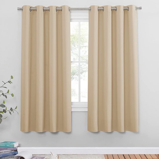 Topfinel 1 set 100% verduisteringsgordijnen linnen met oogjes voor woonkamer, slaapkamer, crème, 300 x 260 cm