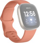 Siliconen bandje - geschikt voor Fitbit Versa 3 / Versa 4 / Sense - M/L - donkerroze