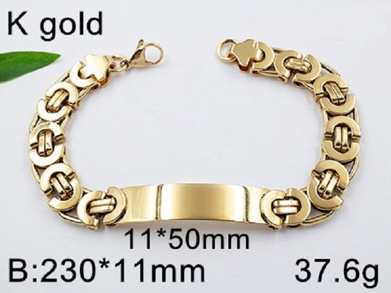 RVS armband- Staal 4540 koningschakel goud -GRATIS graveren met naam-(Lees beschrijving aub)