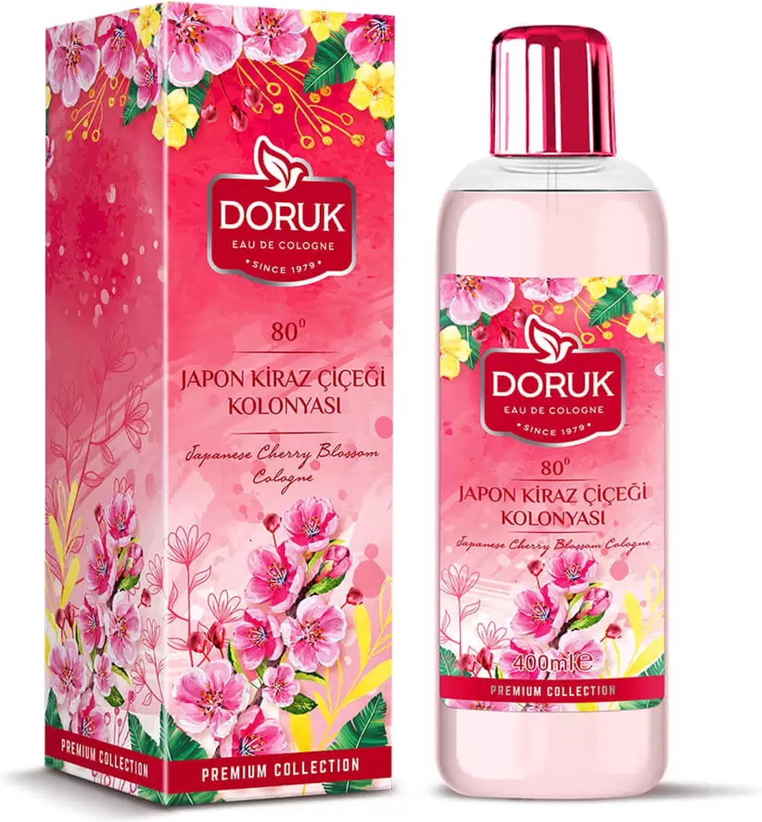 Doruk - Eau de cologne 400ml - 80° alcohol - Japanse kersenbloemen cologne - Optimale desinfectie van handen