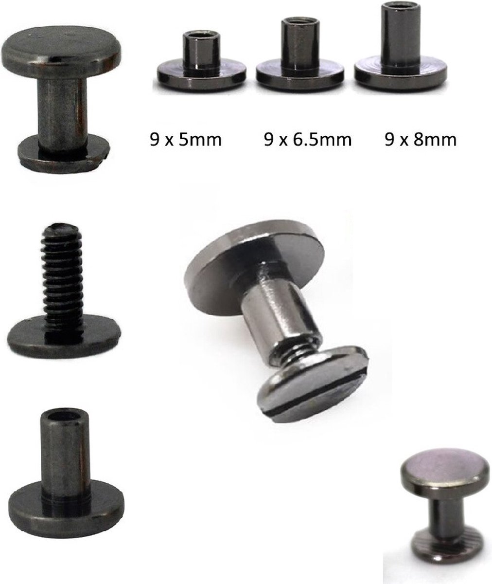WiseGoods Luxe Studs Schroeven 9x5mm - Klinknagels - Popnagels - Holnieten - Gereedschap DIY - Handgereedschap - Hobby Tool - 10st