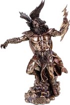 MadDeco - bronskleurig beeldje - Zeus - XL oppergod - mythologie - polystone - handgemaakt - 30 cm hoog