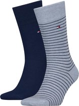 Tommy Hilfiger Small Stripe Sock (2-pack) - heren sokken - lichtblauw melange gestreept - Maat: 43-46