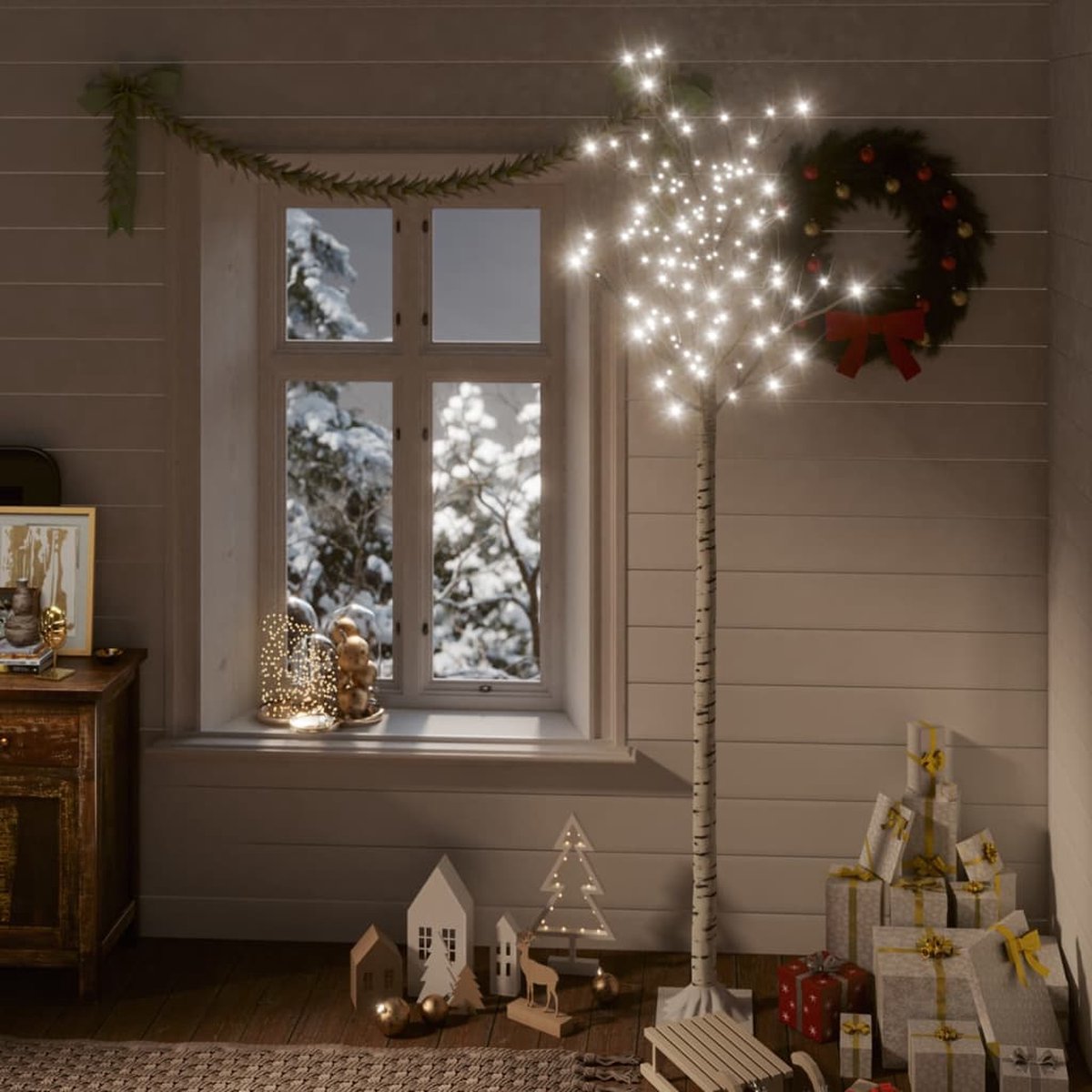 Prolenta Premium - Kerstboom wilg met 200 LED's binnen en buiten 2,2 m koudwit
