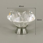 3 Pièces Bouton de Meuble Cristal - Argent & Transparent - 4*3.5 cm - Poignée de Meuble - Bouton pour Armoire, Porte, Tiroir, Armoire de Cuisine