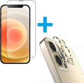 Display Bescherming Schermprotector Tempered Glass Screen Protector + Camera lens Beschermer goud Geschikt voor: Apple iPhone 12 Pro