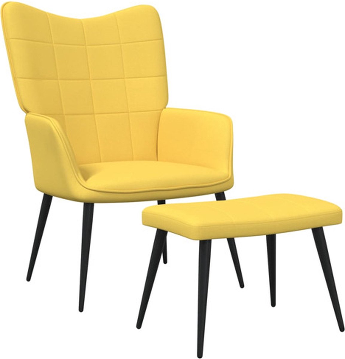 vidaXL Relaxstoel - met - voetenbank - stof - mosterdgeel