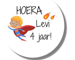 20 x Stickers Met Naam Leeftijd | Verjaardag Jongen Superman | Gepersonaliseerd | Sluitstickers | Kinderfeest Traktatie