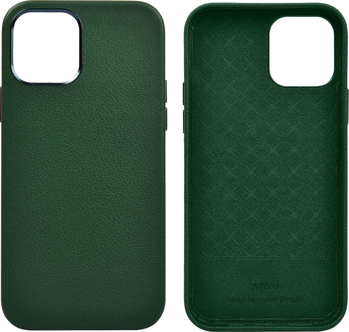 WIWU - Telefoon Hoesje geschikt voor iPhone 13 - Calfskin Back Cover - Groen