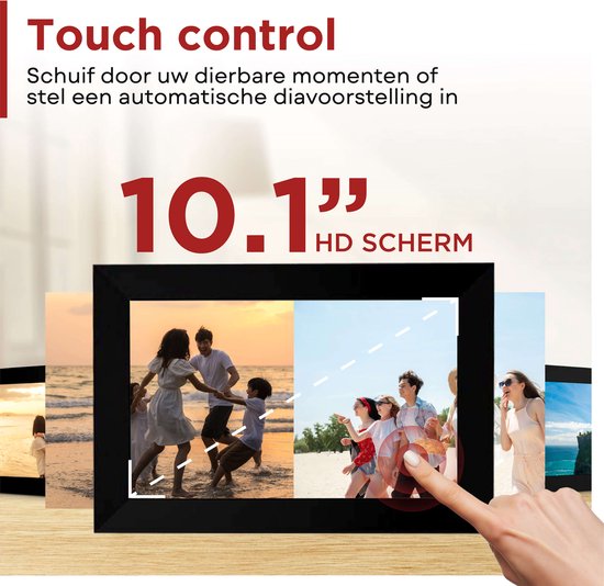 Digitale Fotolijst – Met Nederlandse Frameo App – Wifi – 10,1 Inch – Touchscreen – Inclusief ScreenProtector - Zwart - Nederlandse Handleiding - AyeWay