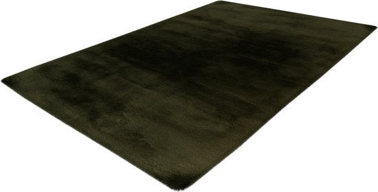 Lalee Heaven - ronde Vloerkleed - Tapijt – Karpet - Hoogpolig - Superzacht - Fluffy - Shiny- Silk look- rabbit- ROND 160x160 cm olijf groen