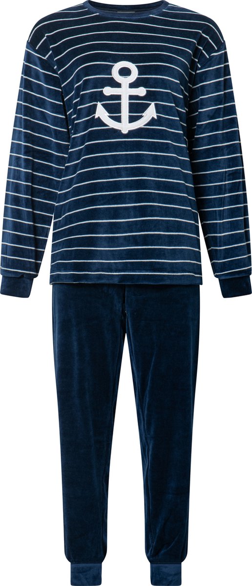 Lunatex dames pyjama velours - Anker - marine Marine, anker