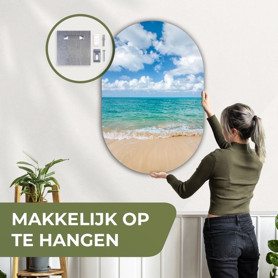 Muurovaal - Kunststof Wanddecoratie - Ovalen Schilderij - Strand - Zee - Zomer - Reizen - 80x120 cm - Ovale spiegel vorm op kunststof